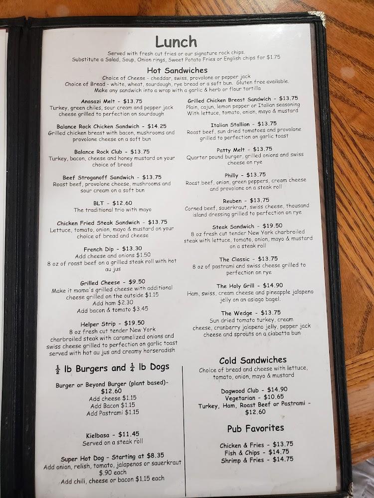 Balance Rock Eatery & Pub Menu image 4
