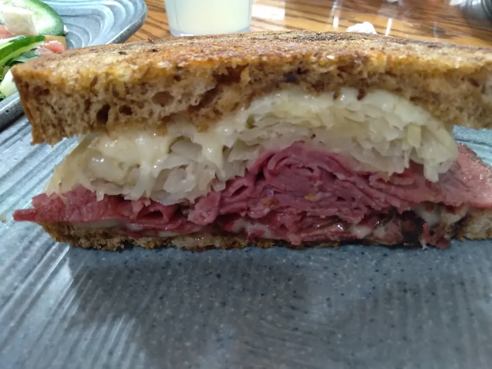 The Classic Pastrami and Swiss on Rye Bread I Added Sauerkraut